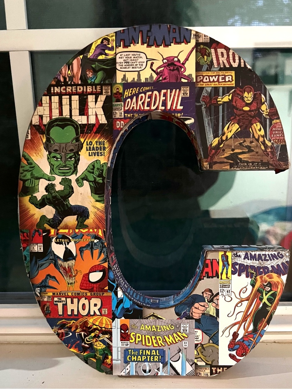 Hobby Lobby Marvel Comic Collage Wall Letter - Red, Pink, Blue
